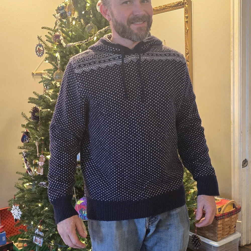 J Crew Mercantile Lambswool Blend FairIsle Hooded Sweater Size S/M (*Was Size L) - Picture 12 of 13